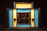 Radio-Glo Stained Glass + Chrome Radio in Blue with Yellow - Exceptional